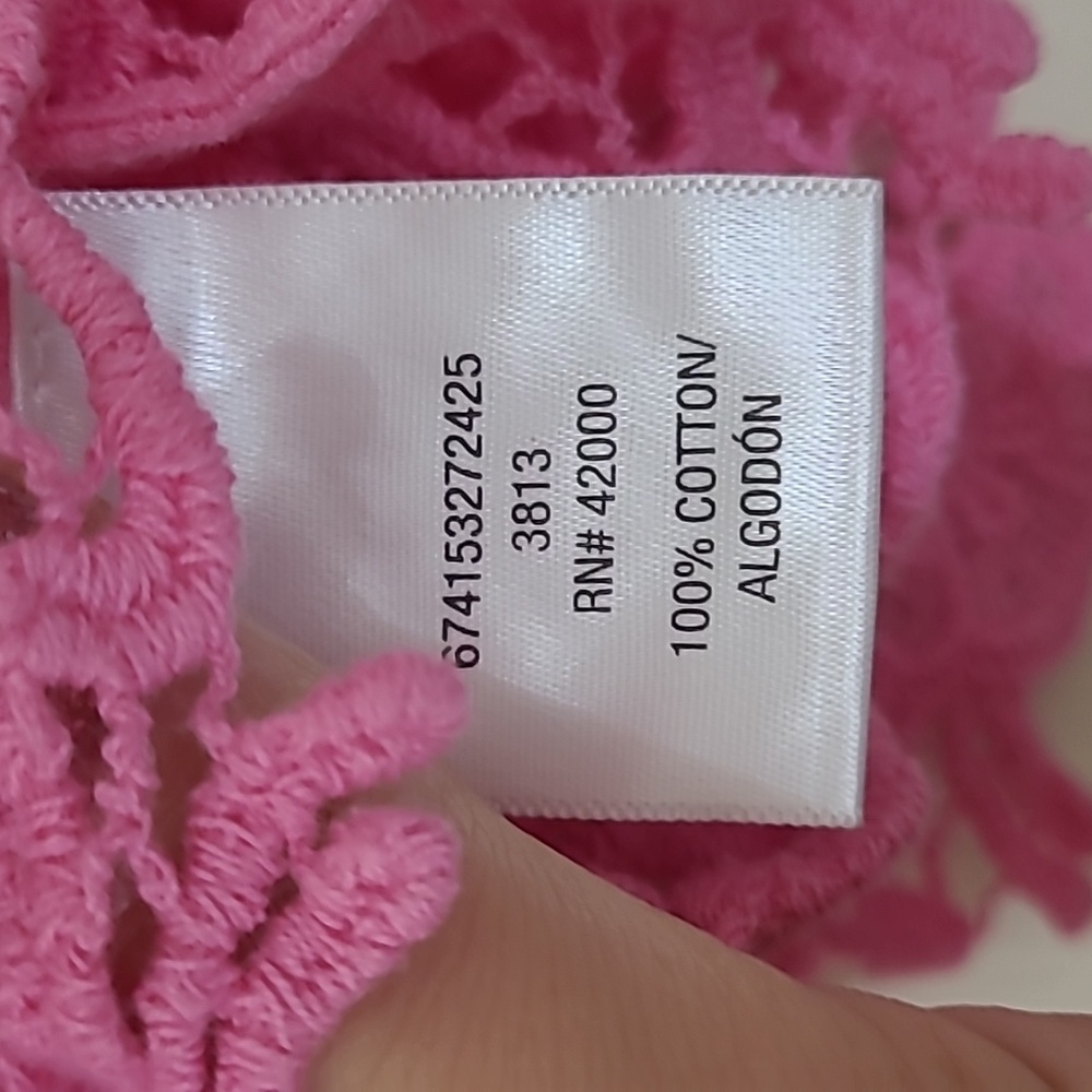 BONGO Vintage Crochet Lace Cropped Top Pink with Floral Design Size M - Picture 4 of 6